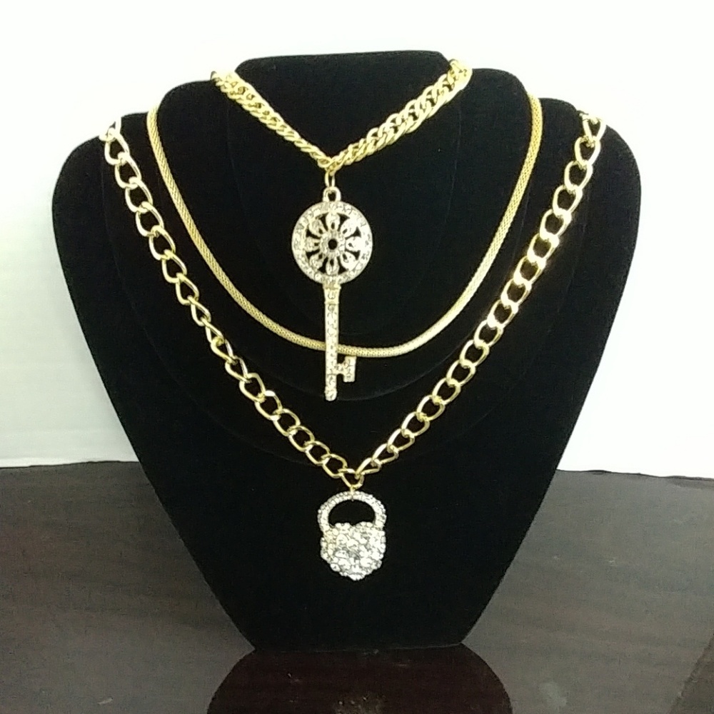 Bling 3 Layer Necklace and Earring Set